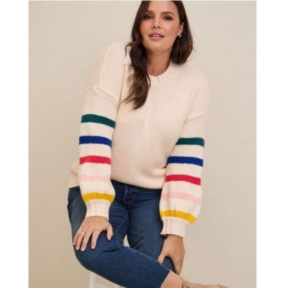 ✨Torrid Cotton Intarsia Pullover Balloon Sleeve Sz 0X Sweater✨ - Picture 1 of 9